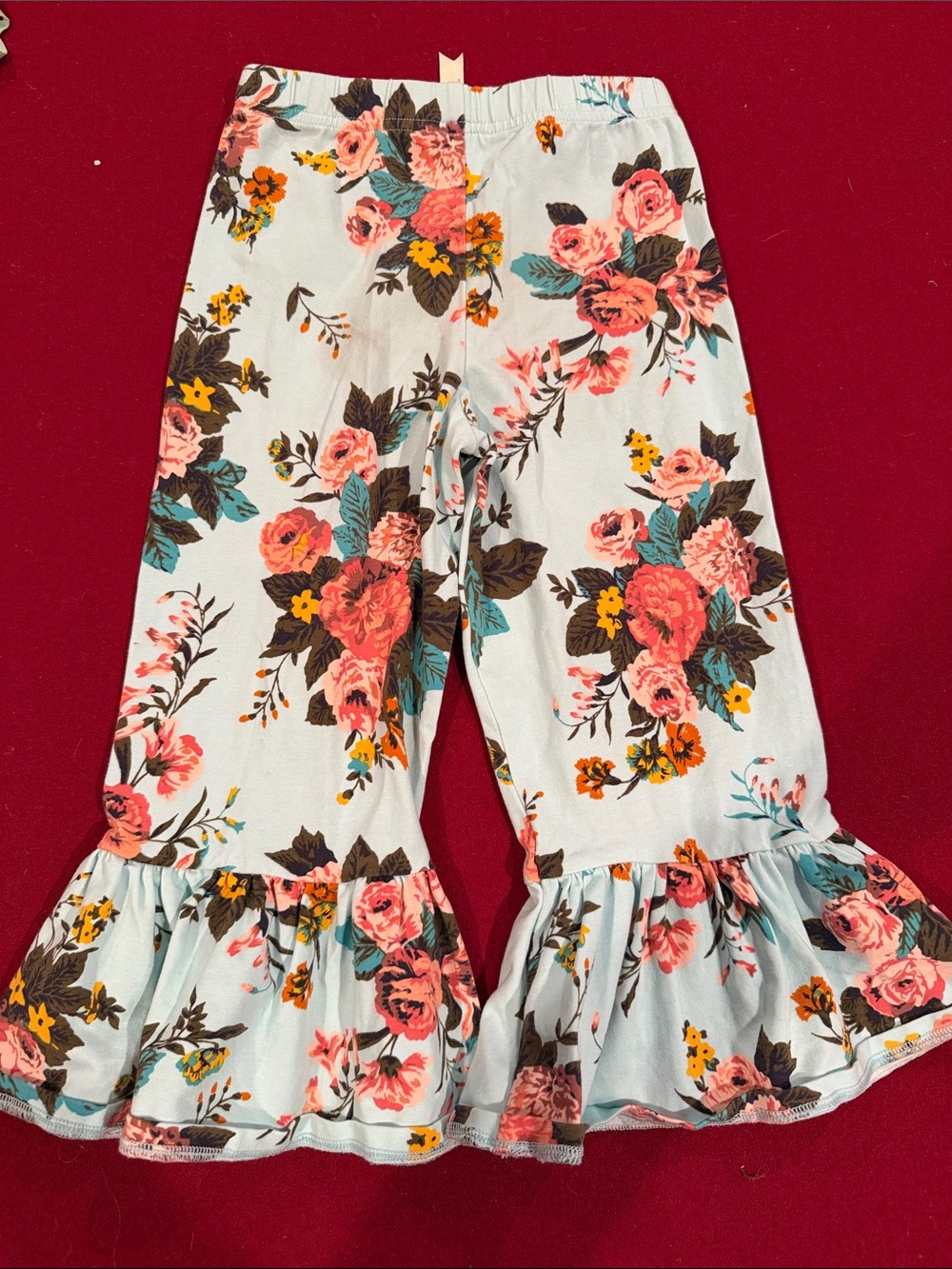 Matilda Jane Light Blue Floral Ruffle Hem Sweatpants